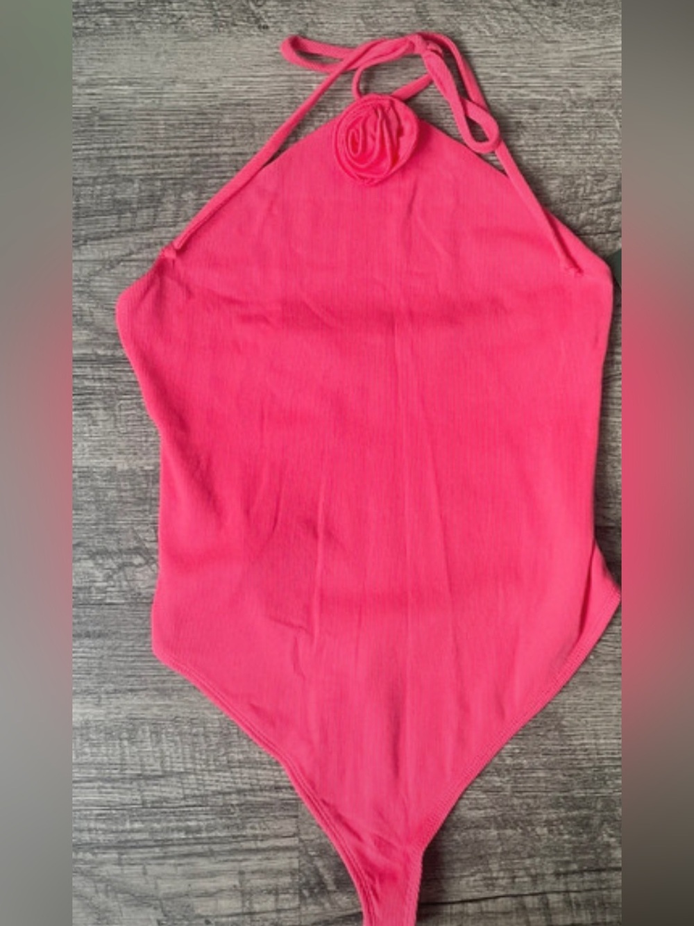 Bright Pink One-Piece Halter top bodysuit